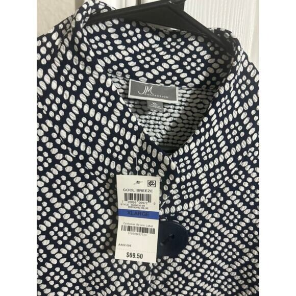 NWT JM Collection Women’s 3 button printed business casual Navy Jacket Size XL - Picture 2 of 10